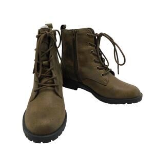 Sun Stone Women's Frankiee Lace-up Zipper Ankle Boots Taupe Size 5 New